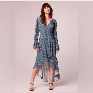 NWT Band Of Gypsies x Band Of The Free Teal Floral Wrap Maxi Dress.